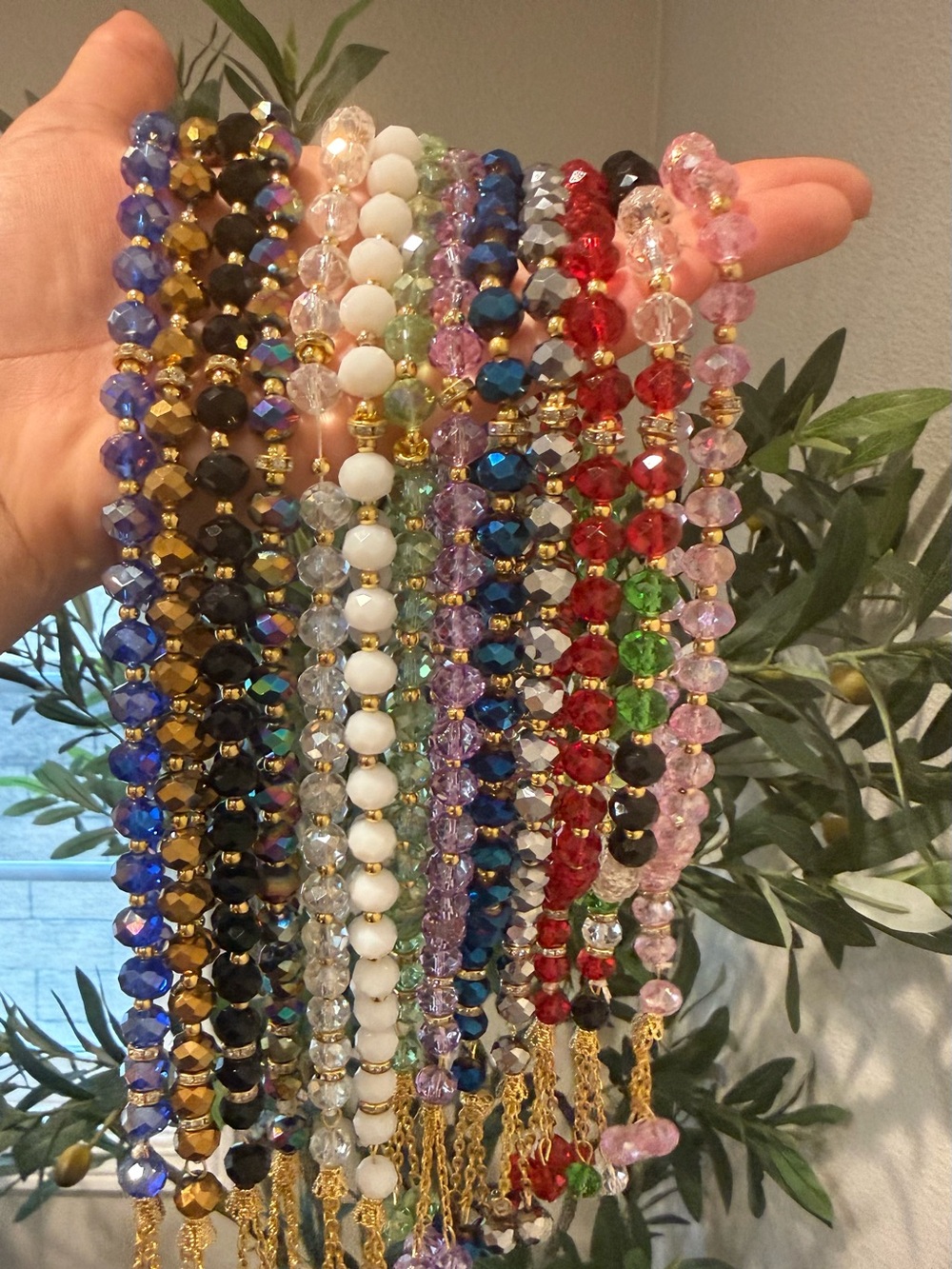 Multi-Color Crystal Beaded Stretch Bracelet Set